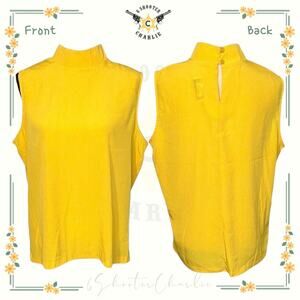 Vtg SG Sport Collection Womens Top Sz L Yellow Sleeveless Keyhole Back Blouse